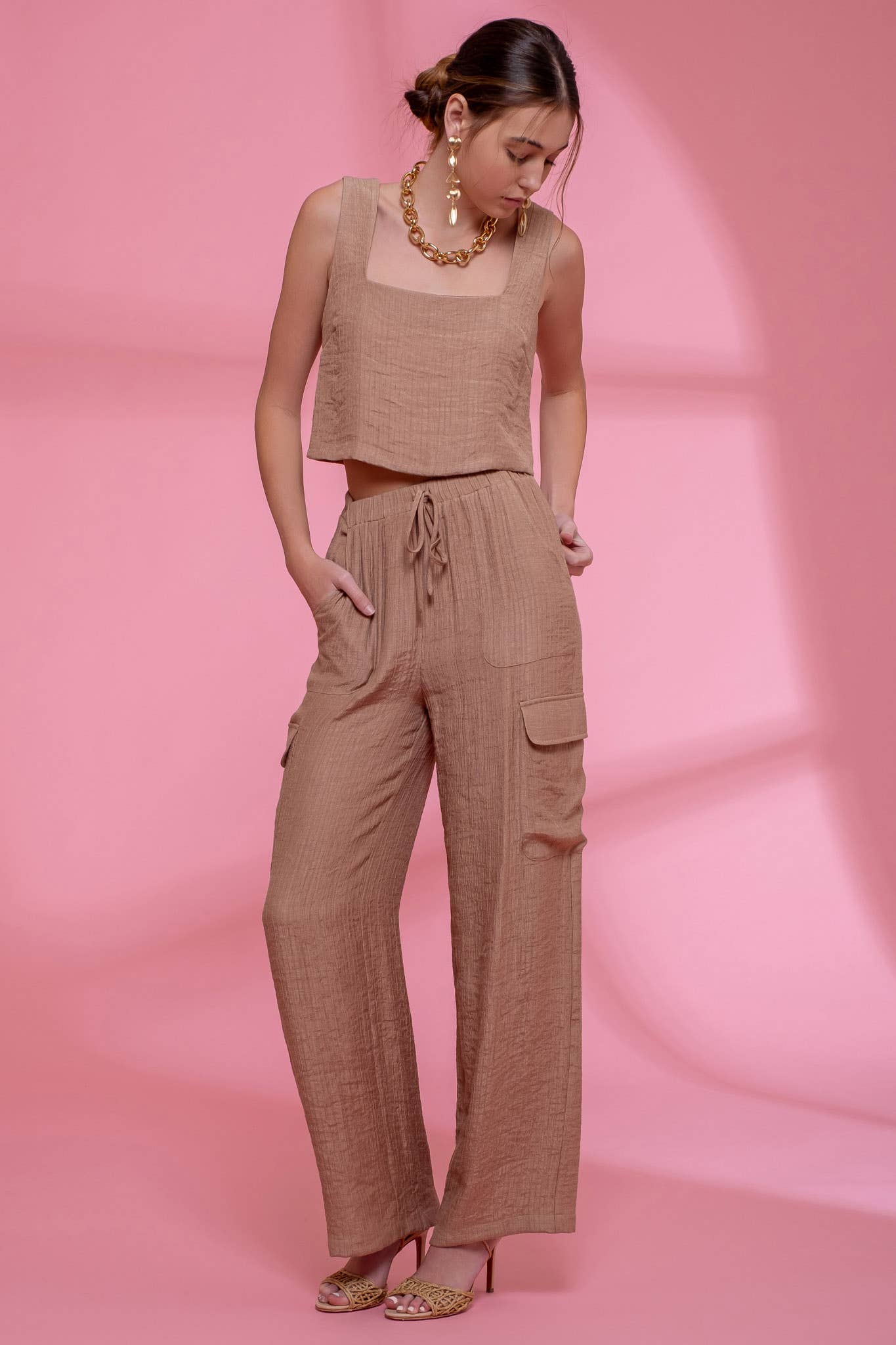 Shylo Crinkle Cargo Pant Set