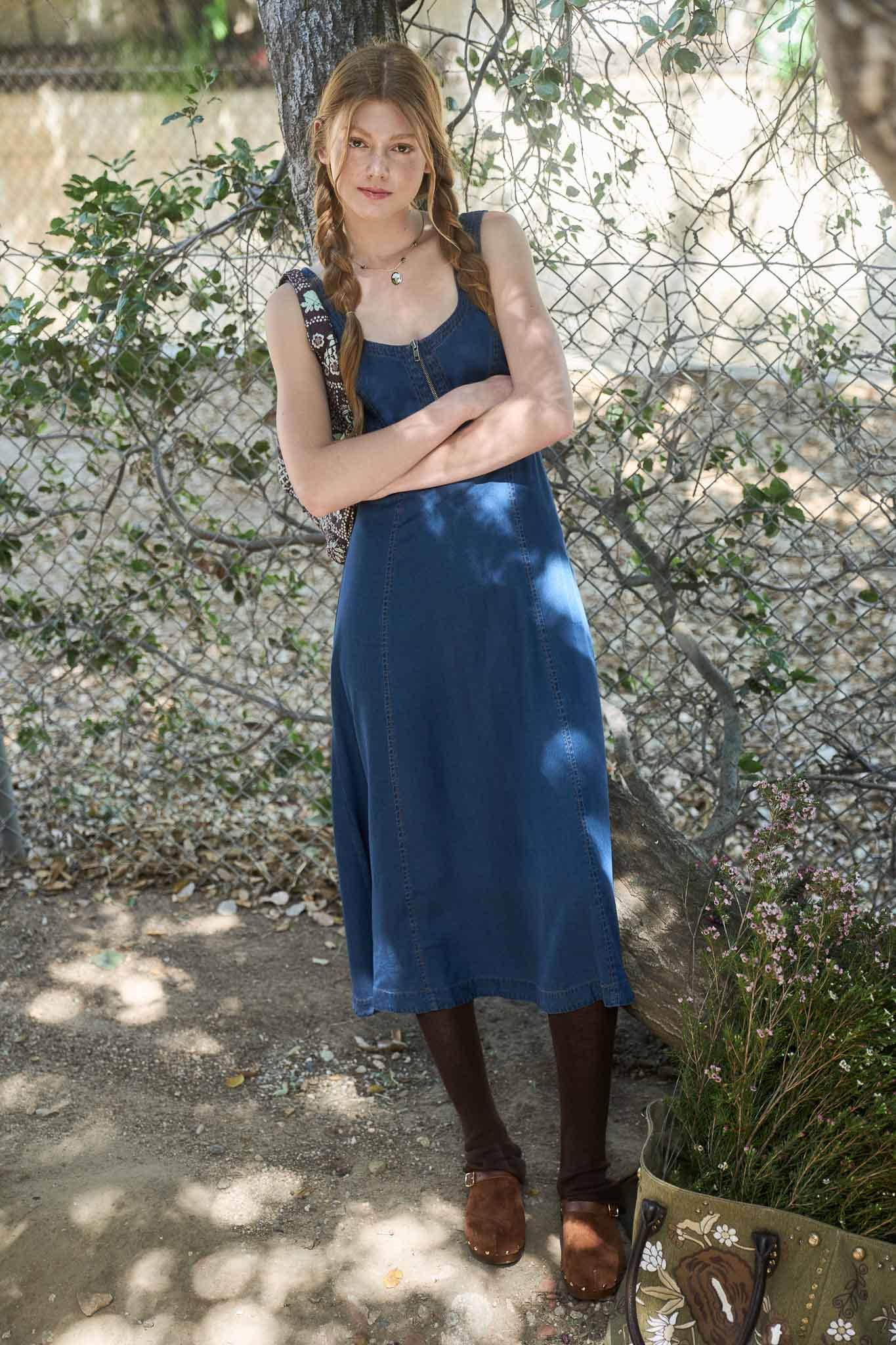 Noral Front Zip Denim Dress
