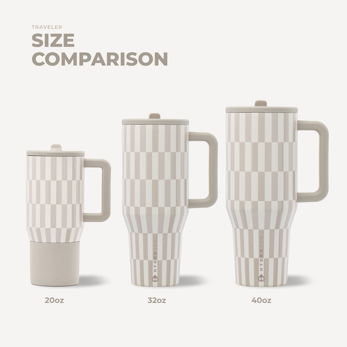 HydroJug Beige Checkered Water Bottle