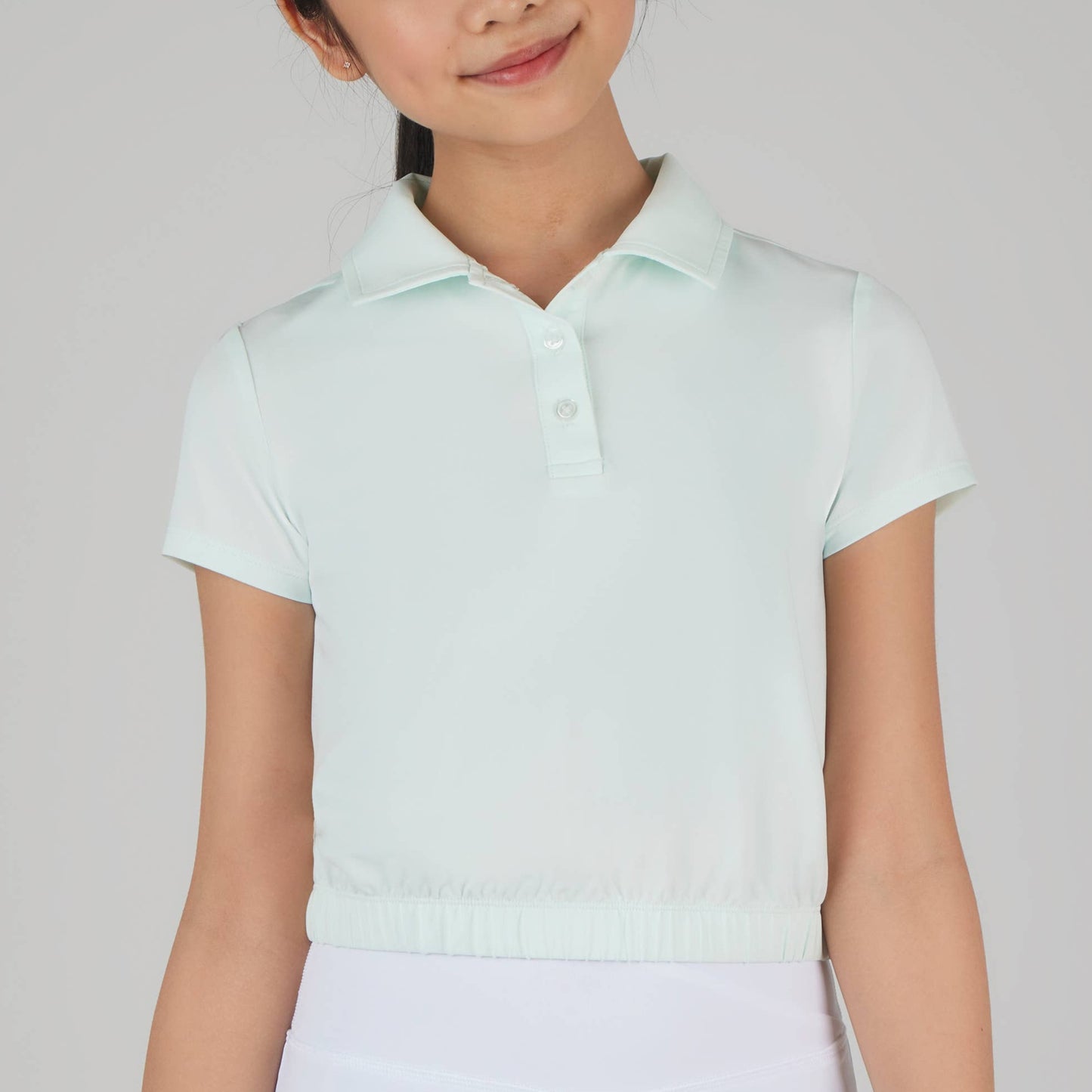 Girls Elastic Waist Collared Polo