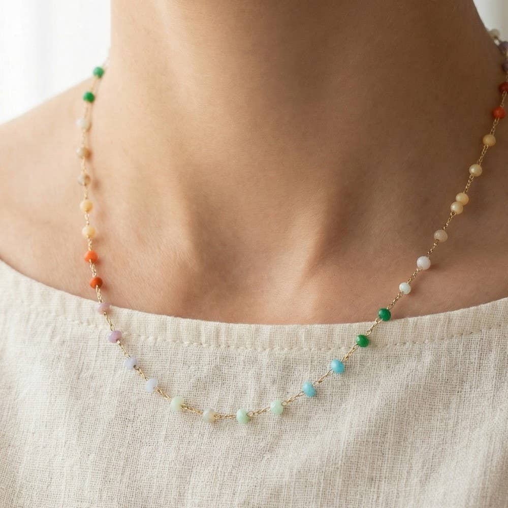 Joselyn Glass Bead Chain Choker Necklace