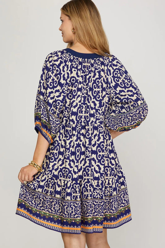 Pomona Boho Navy Dress