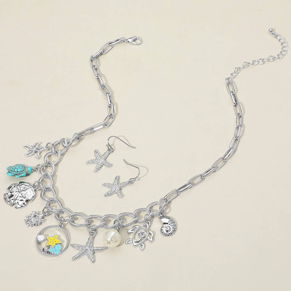 Delmar Sea Turtle Charm Silver Necklace