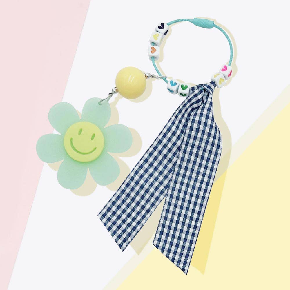 Gingham Ribbon Flower Bag Charm