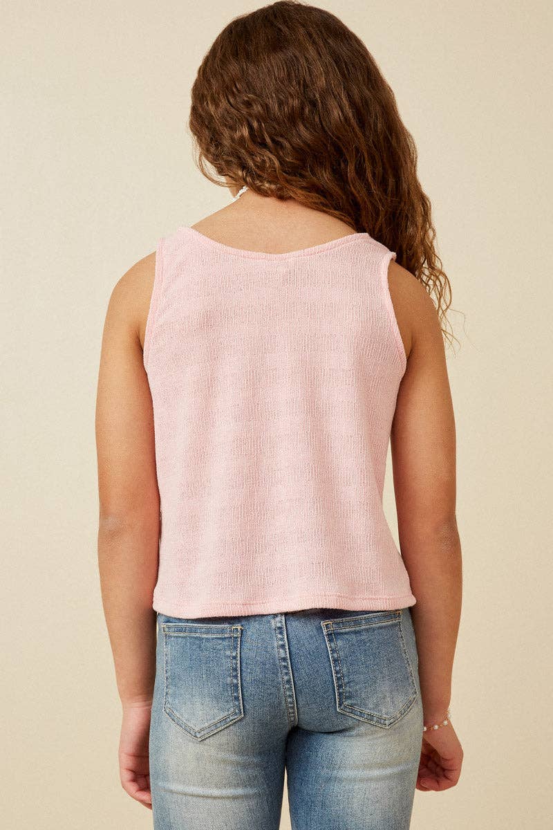 Girls Knit Pink Buttondown Tank