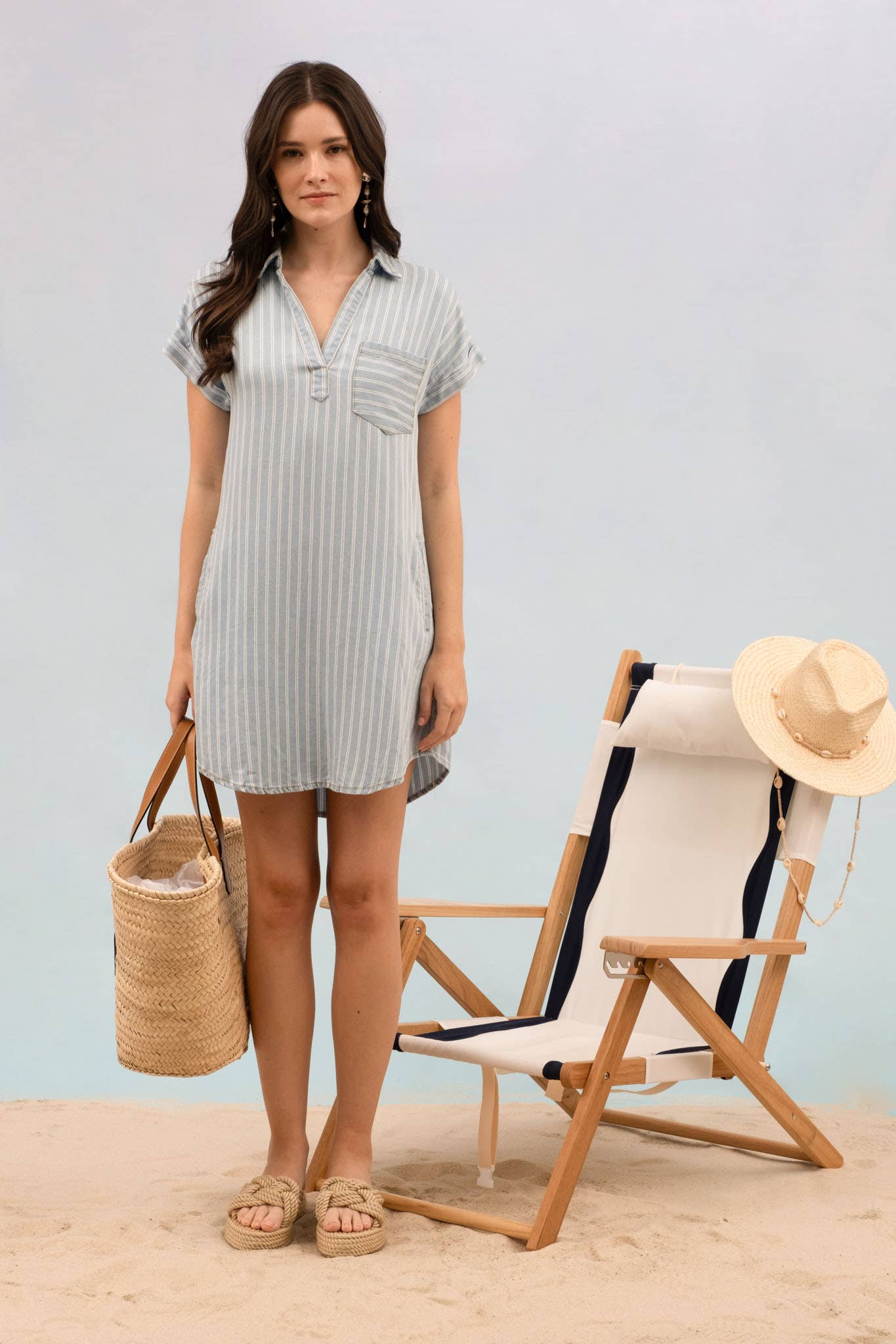 Isabella Striped Chambray Dress