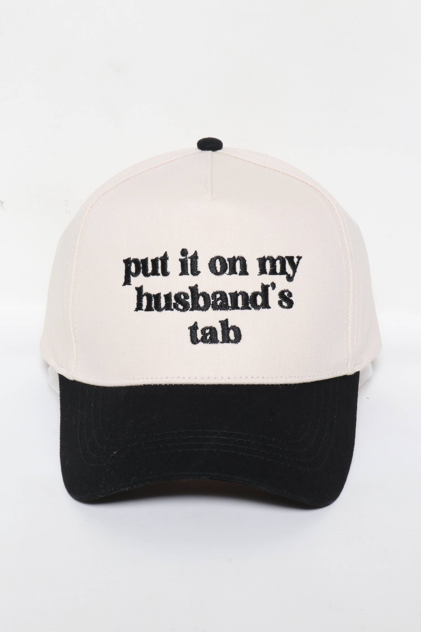 Husband's Tab Embroidered Black Hat
