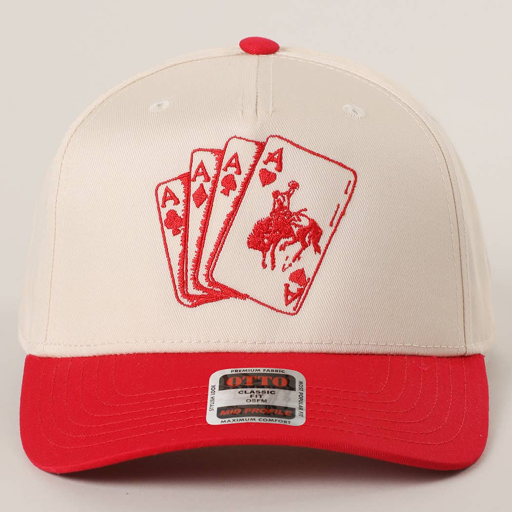 Ace of Cards Embroidered Red Hat