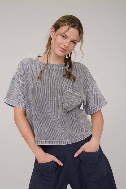 Raquel Mineral Ribbed Pocket Tee