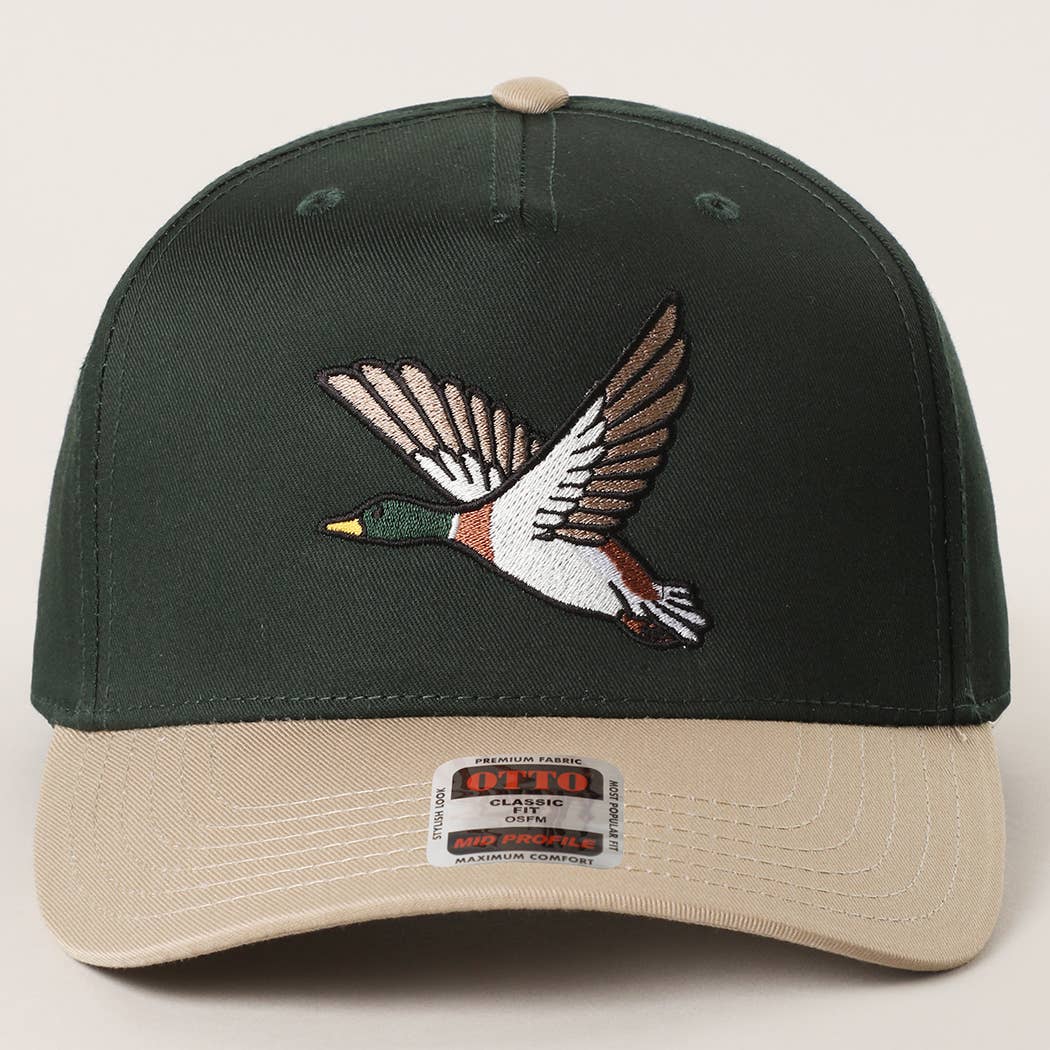 Flying Mallard Embroidered Hunter Green Hat