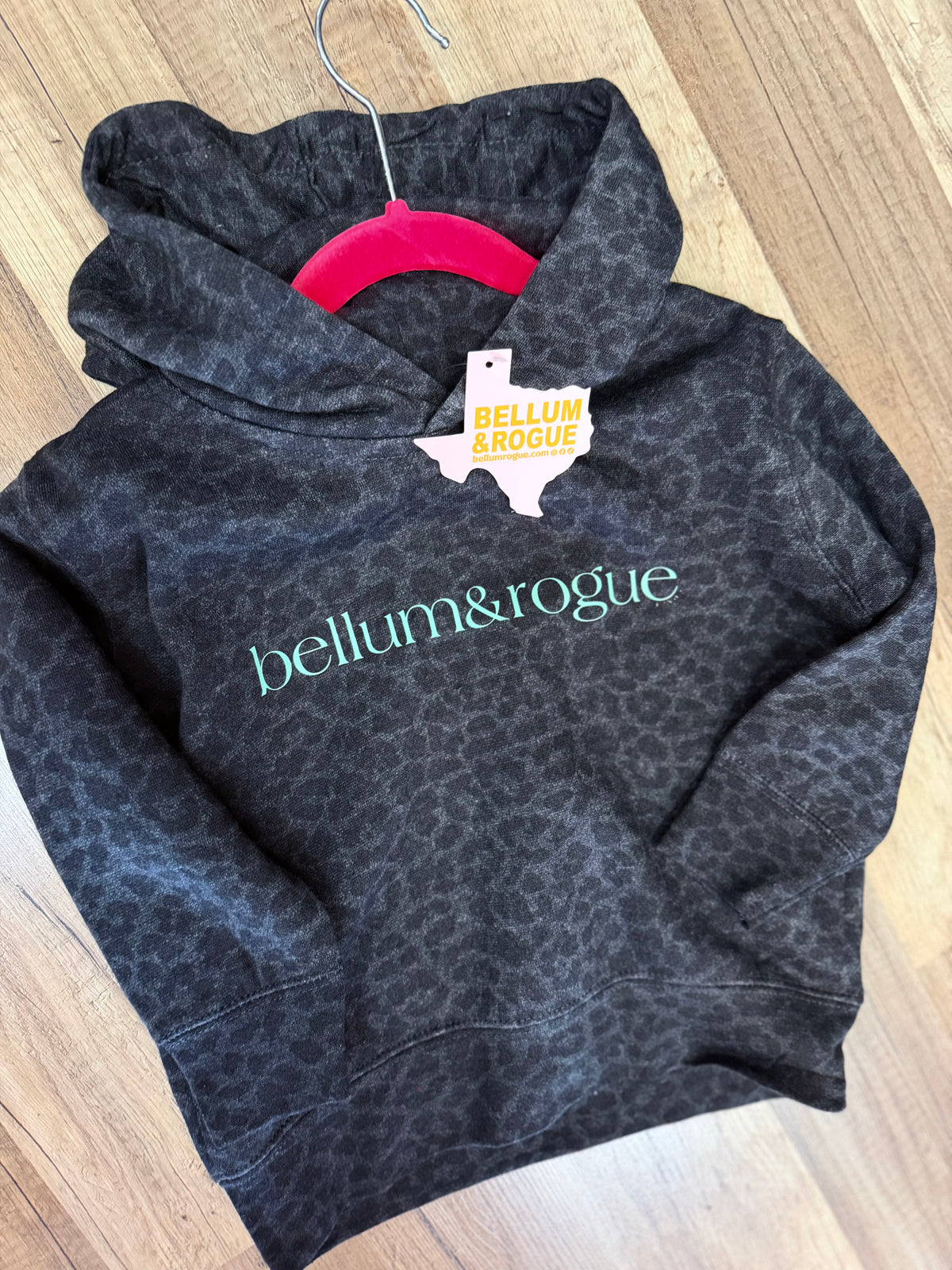 Girls Simple Logo Black Leopard Hoodie