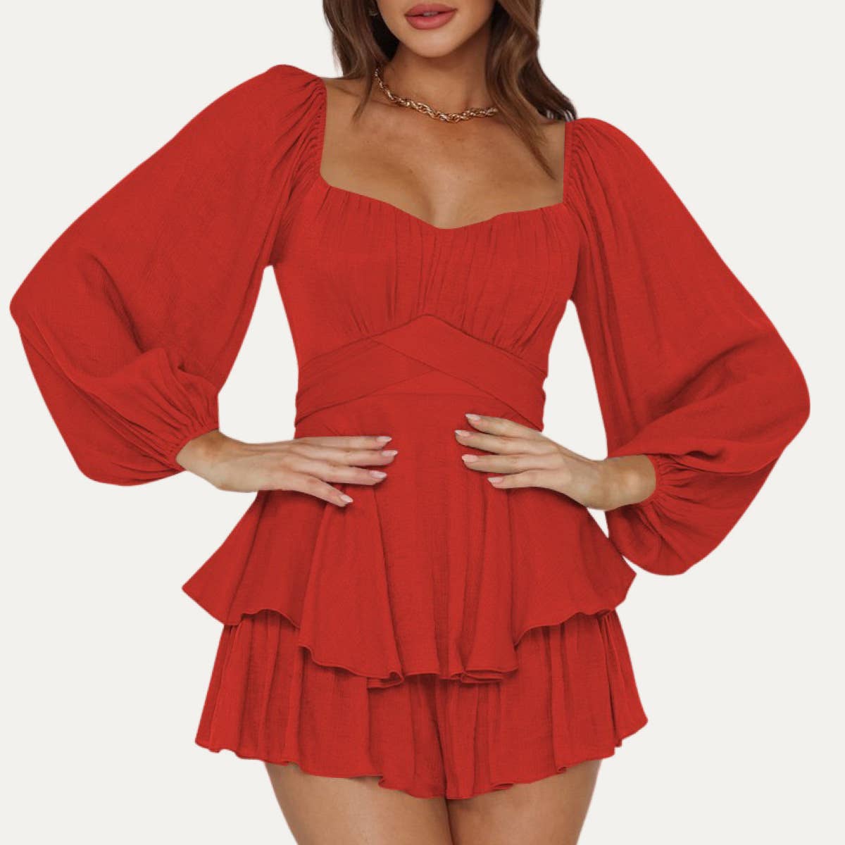 Briar Rose Long Sleeve Bloodorange Romper