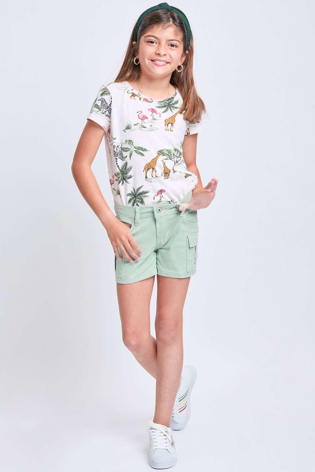 Girls YMI Twill Cargo Sage Shorts