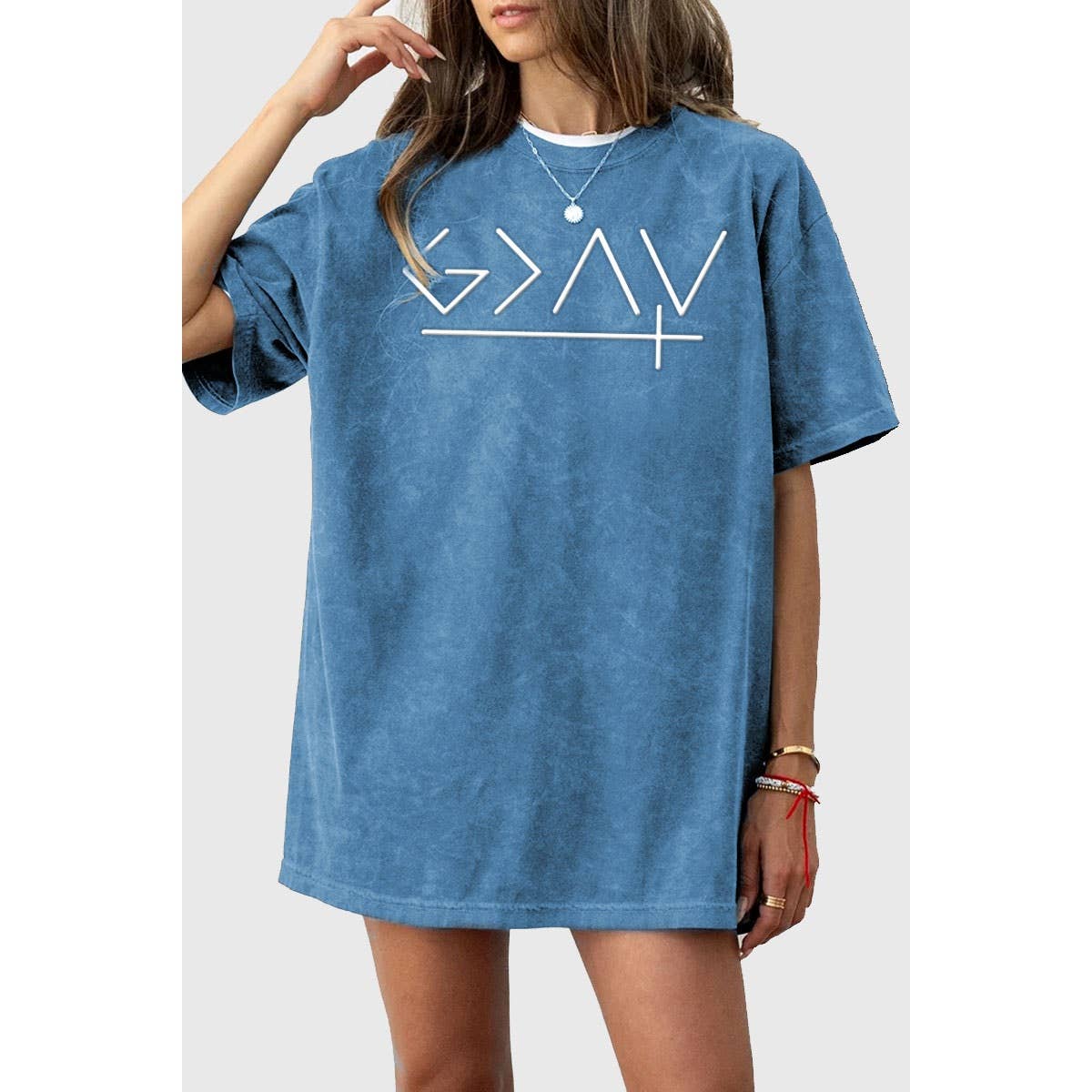God is Greater Oversized Mineral Tee