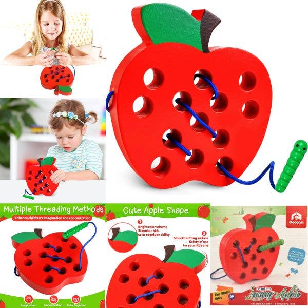 Toddler Wooden Lacing Apple