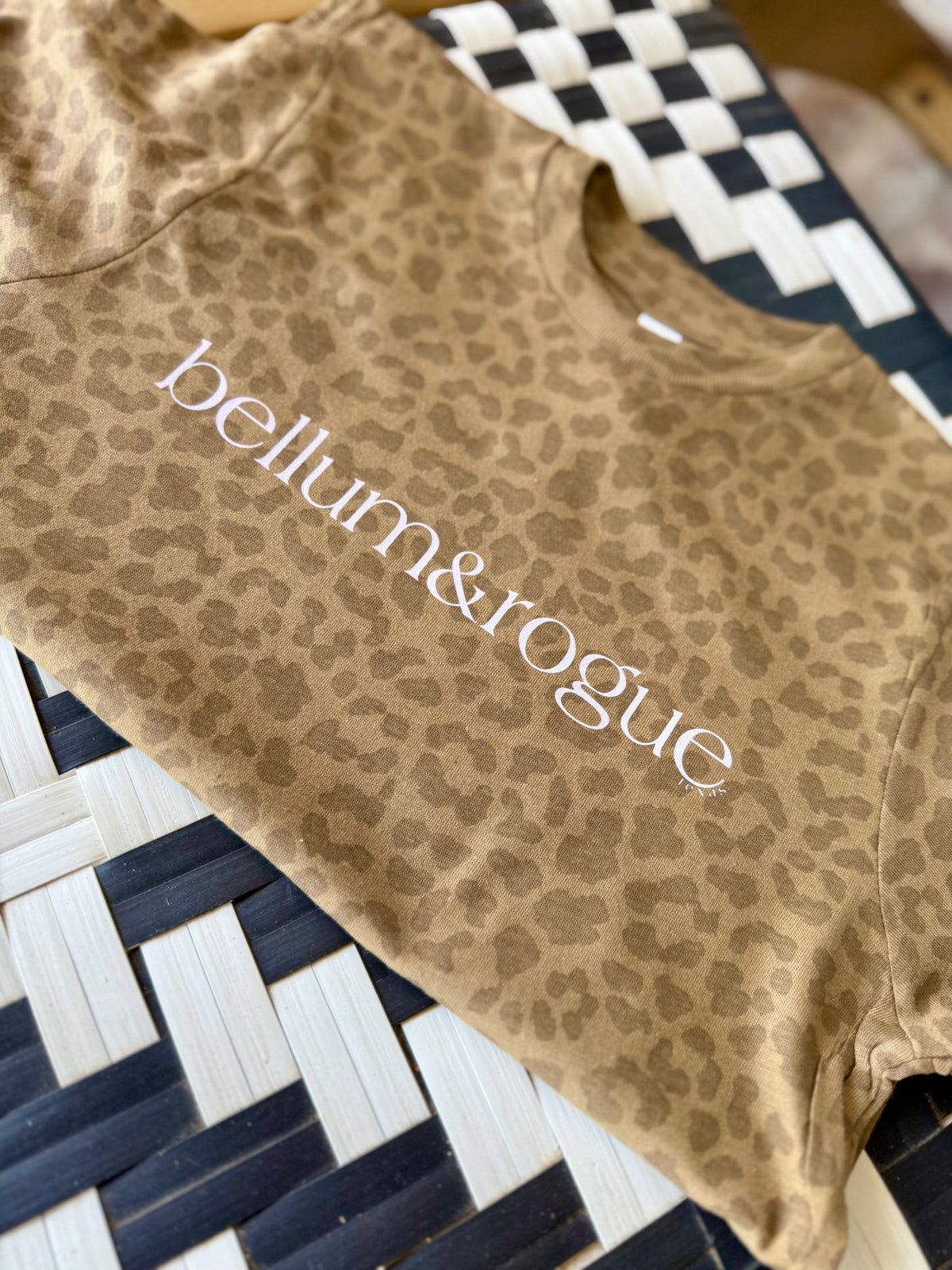 Girls Brown Leopard Simple Logo Tee