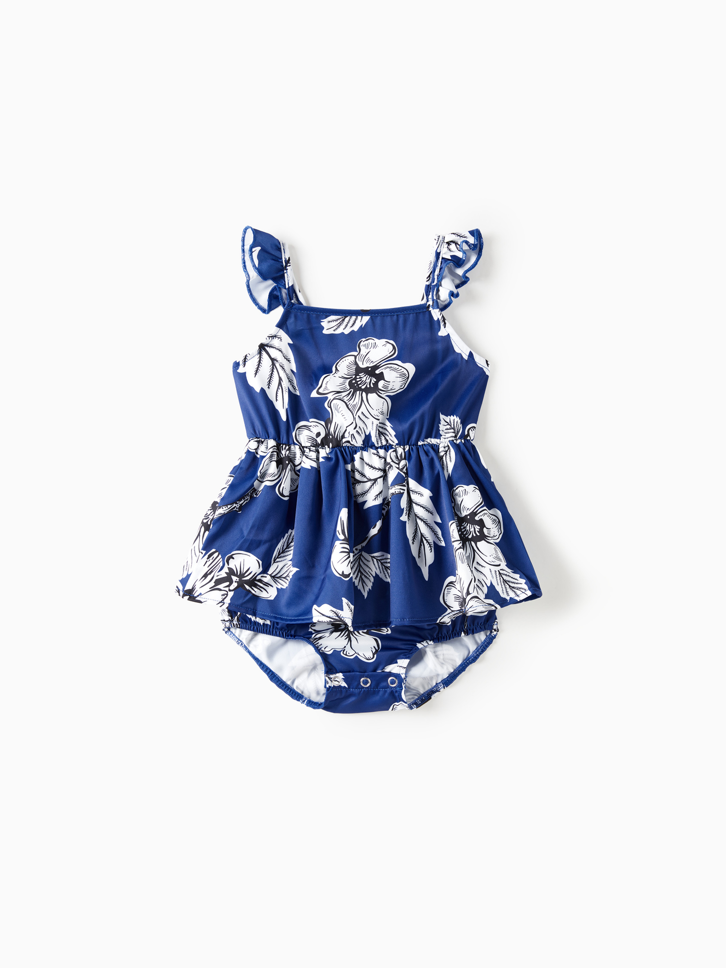 Baby Girls Navy & White Floral Romper