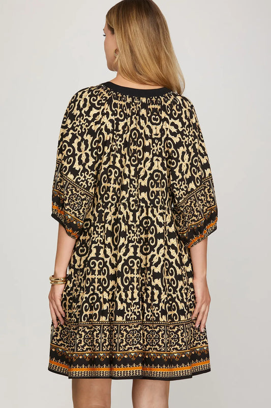 Pomona Boho Black Dress