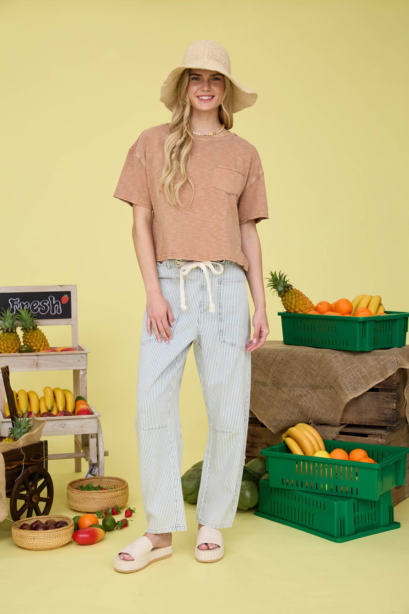 Darcy Striped Rope Belt Barrel Pants