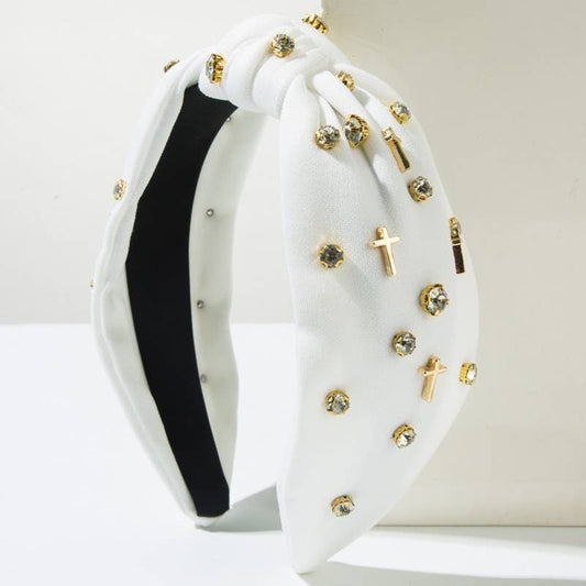 Knotted Cross Embellished Headband