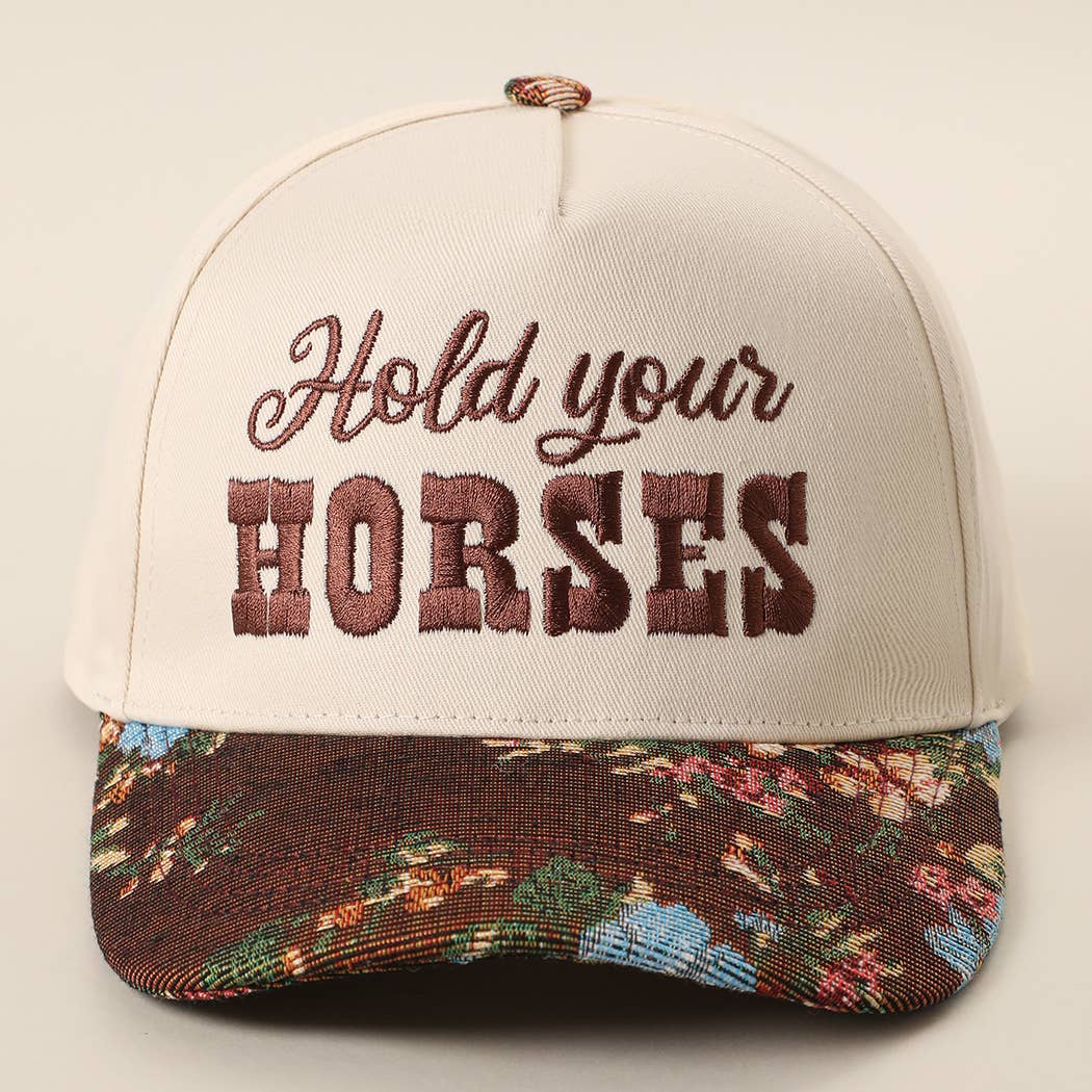 Hold Your Horses Tapestry Embroidered Brown Hat