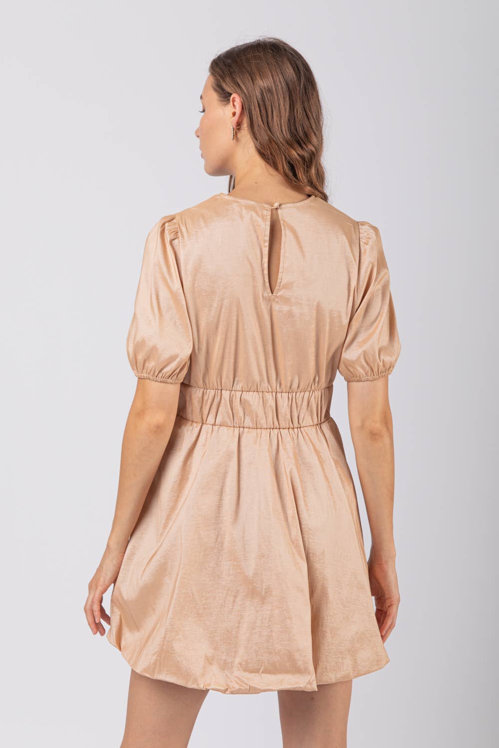 Talara Bubble Hem Taffeta Champagne Dress