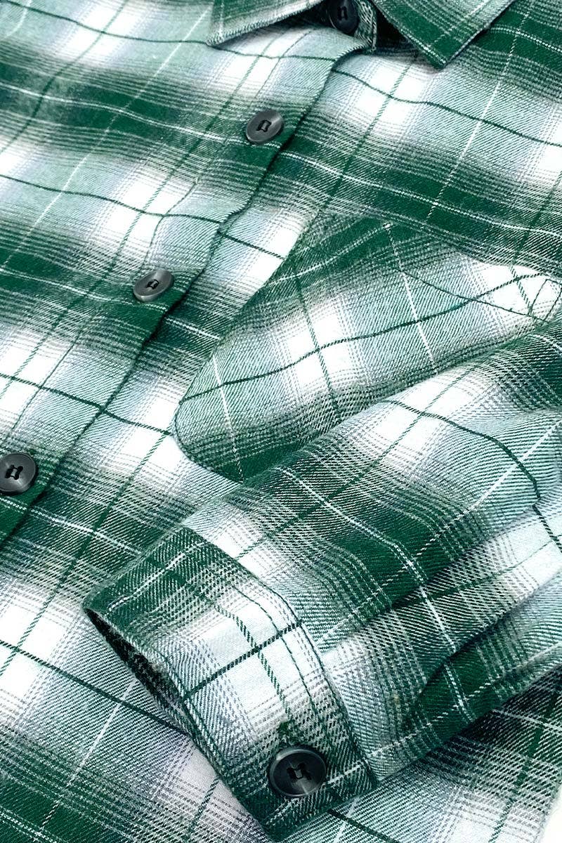 Girls Jamie Plaid Green & White Buttondown
