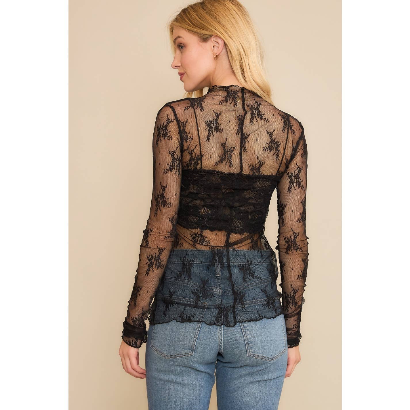 Sun City Grace Lace Long Sleeve Top