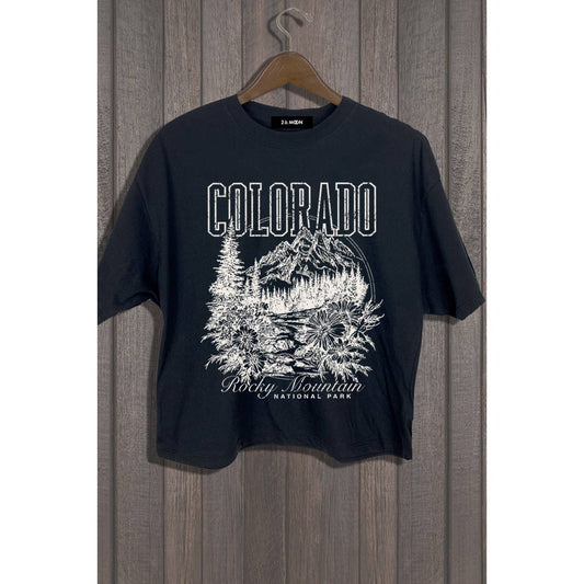 Colorado Rocky Mountain Cropped Tee (Size Large)