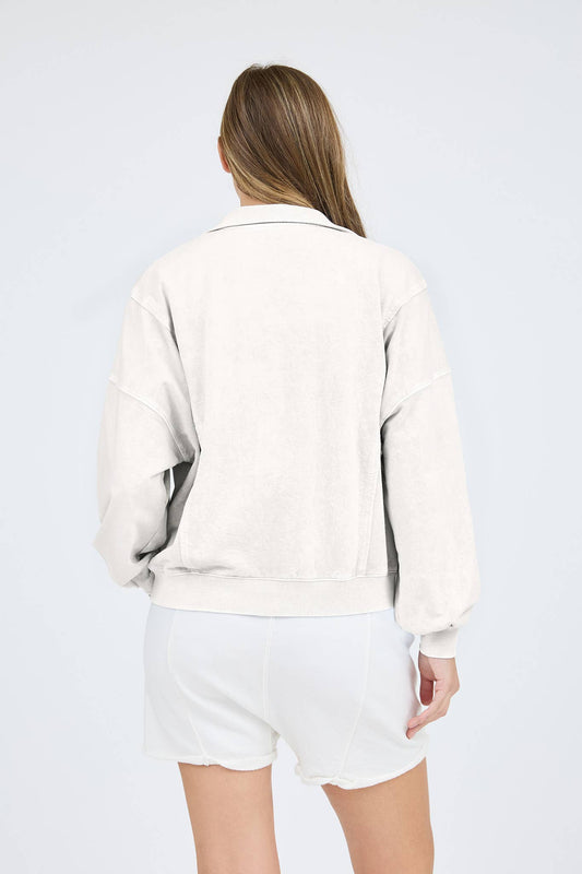 Keavy Lightweight Quarterzip Ivory Pullover