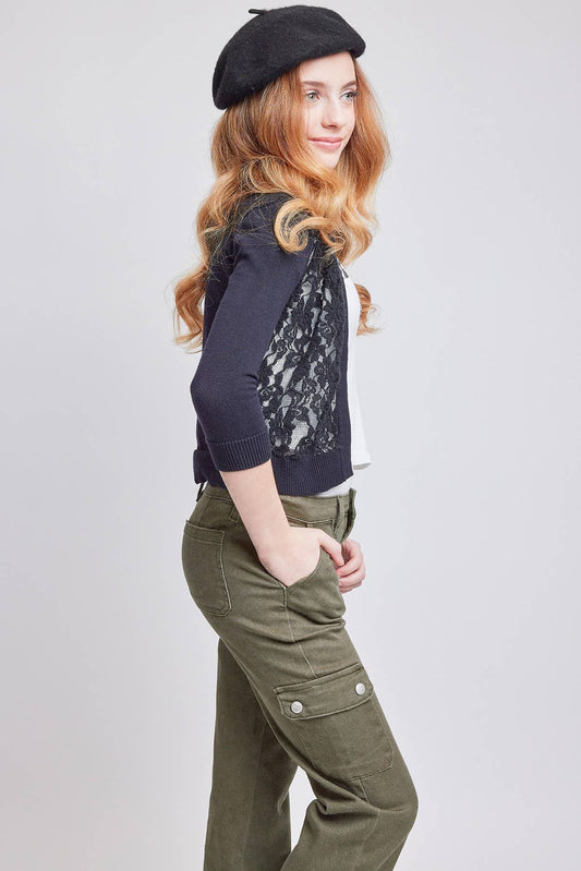 Girls YMI Selena Olive Cargo Straight Jeans