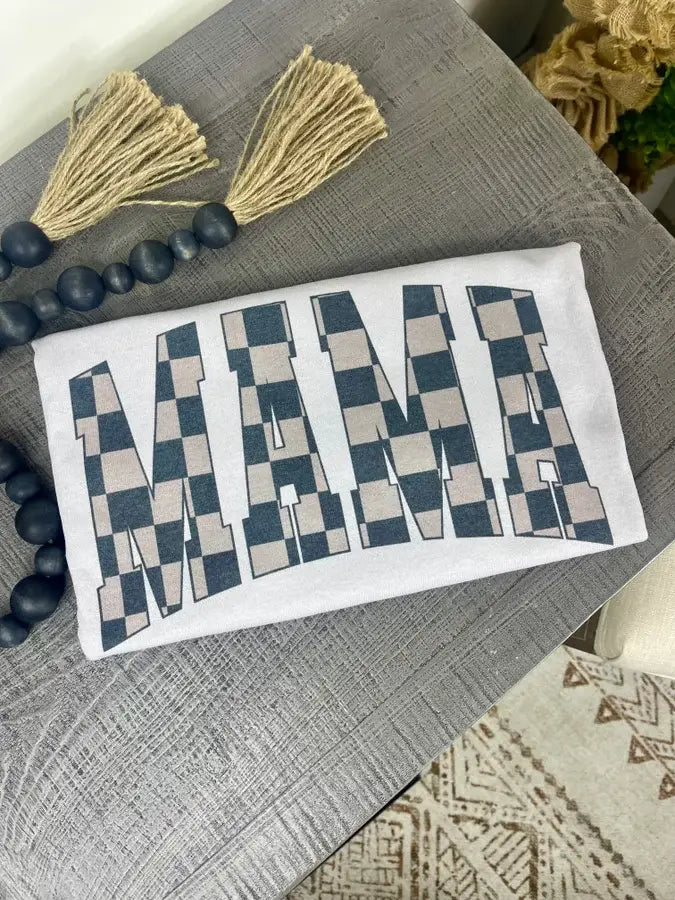 **SALE!** Block Checkered Mama Black Tee