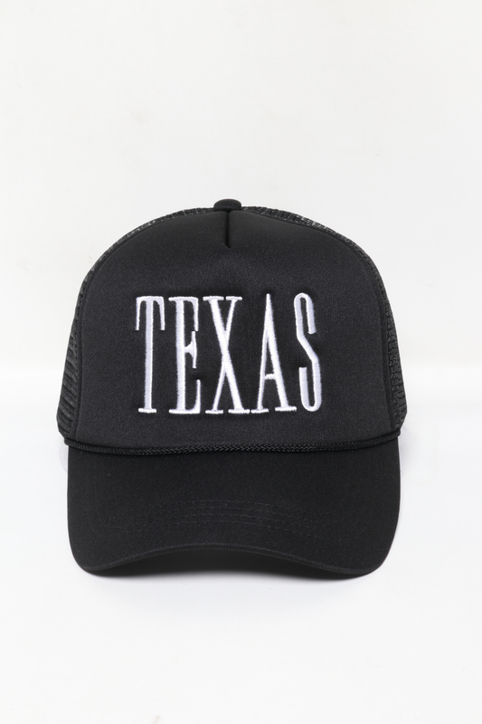 Texas Embroidered Black Foam Trucker Hat