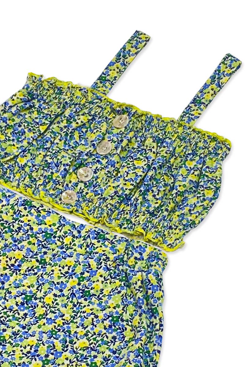 Girls Green & Yellow Floral Short Set