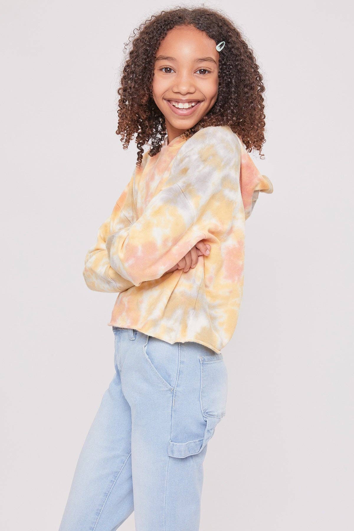 Girls Roll Cuff Carpenter Jeans Light Wash