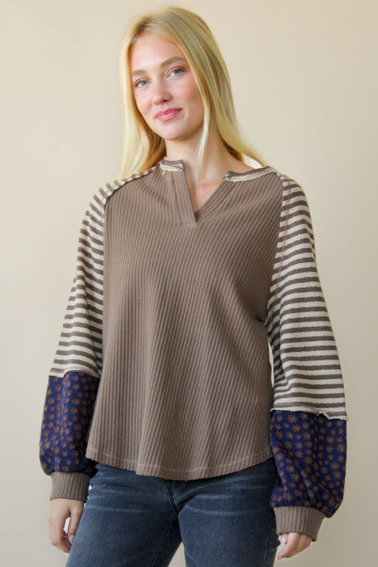 Meredith Floral & Stripe Knit Raglan