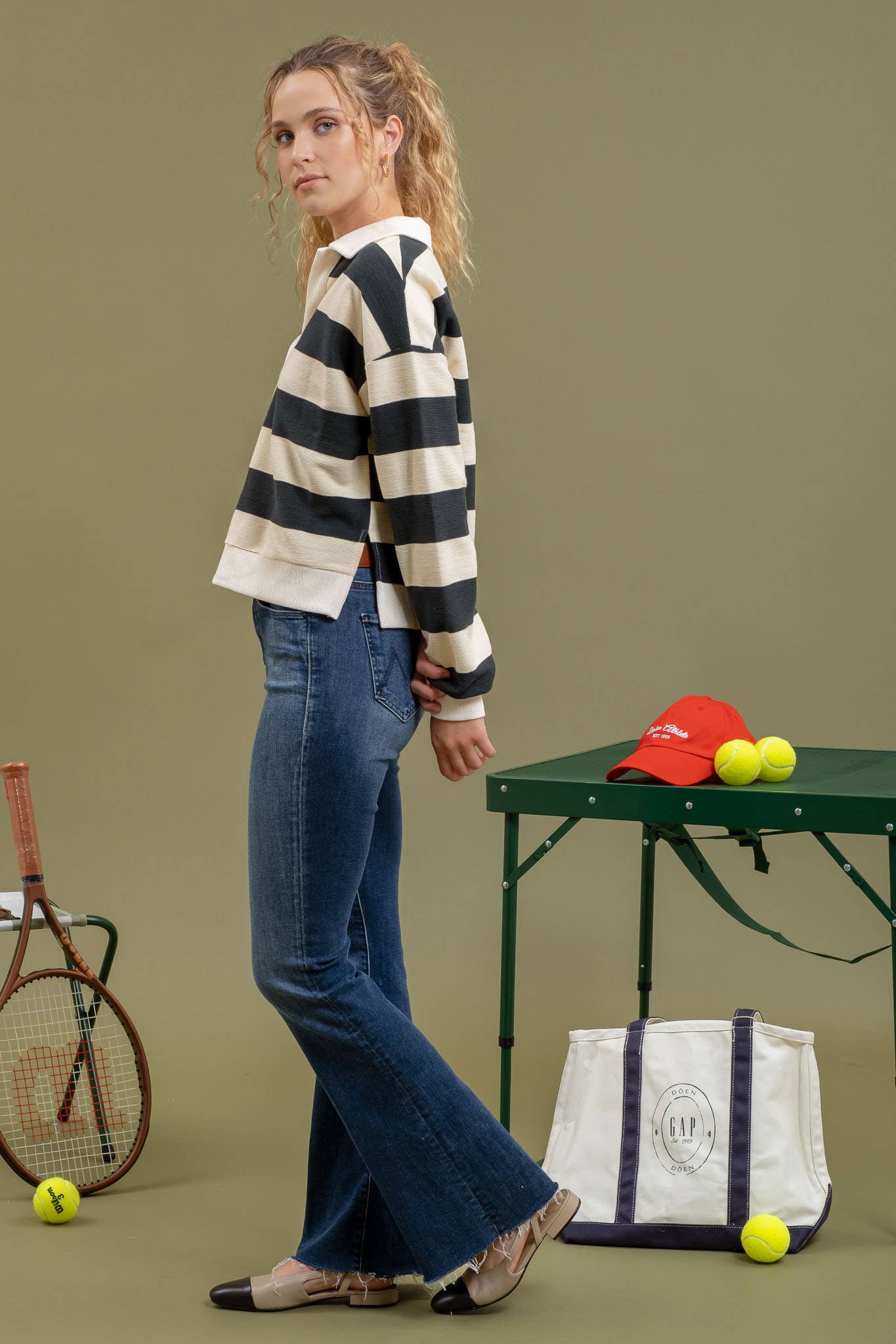 Carlin Collared Stripe Knit Top