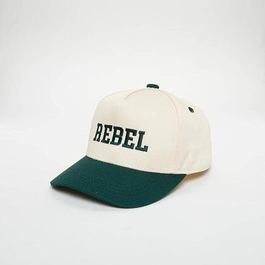 Boys Rebel Embroidered Green Hat
