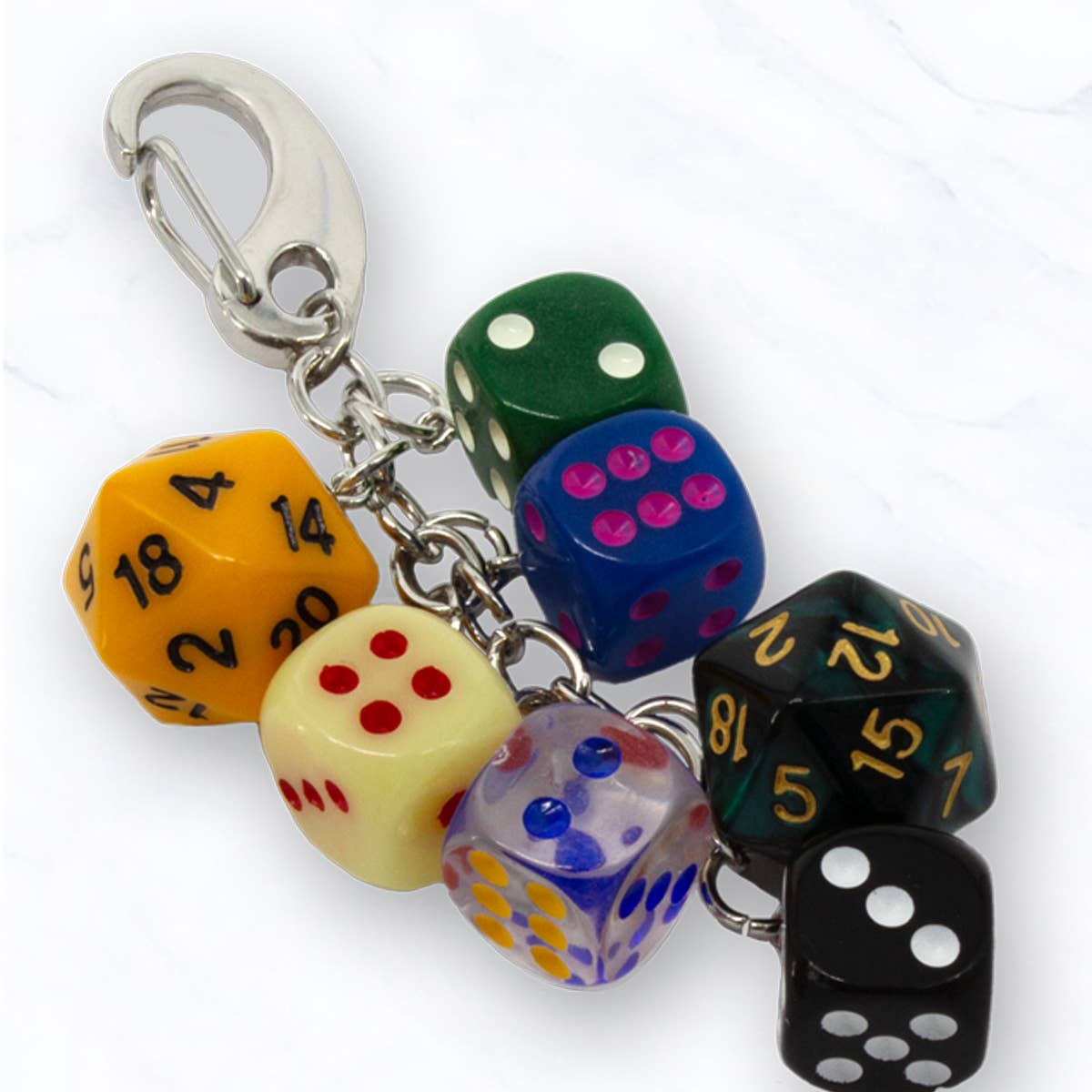 Colorful Dice Cluster Charm Keychain