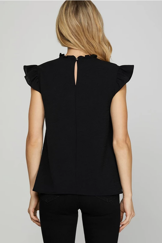 Cady Pintuck Flutter Blouse