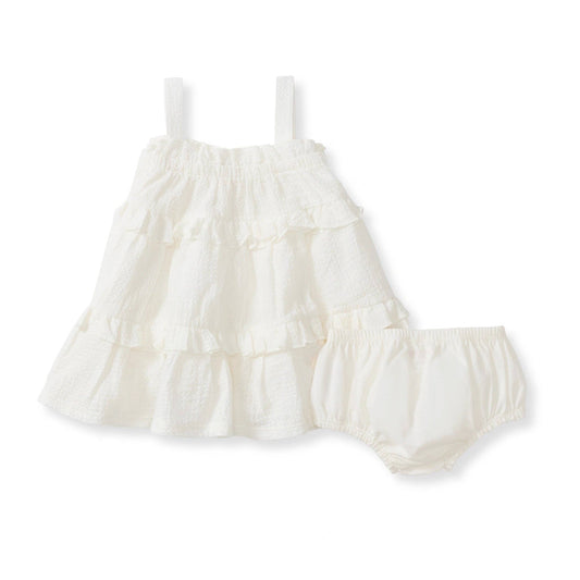 Baby Girls Burt's Bees Cross Stitch Muslin Ivory Dress