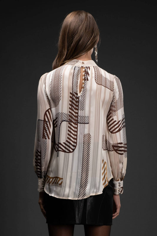 Carlin Sheer Abstract Blouse