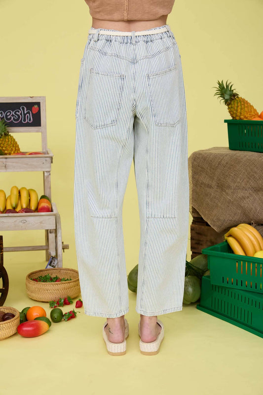 Darcy Striped Rope Belt Barrel Pants