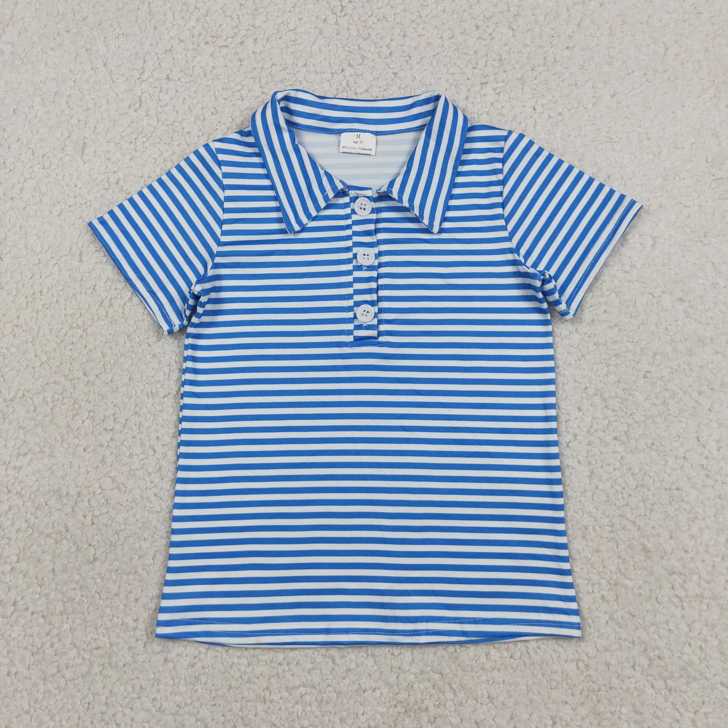 Boys Striped Blue Polo