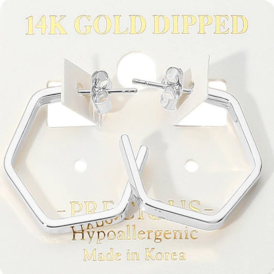 Palmer 14K Gold Dipped Hypoallergenic Hexagon Hoop Earrings