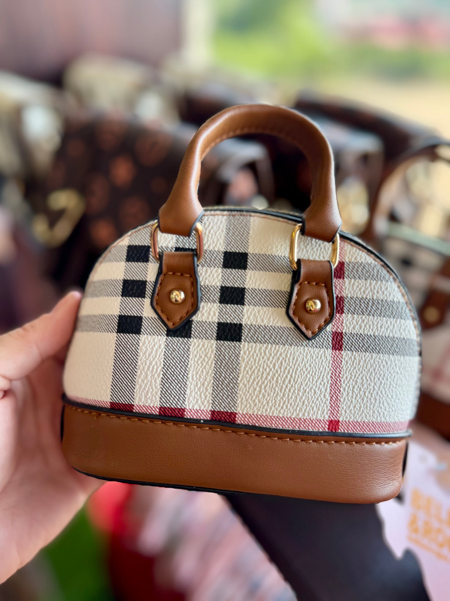 Girls Plaid Half Moon Mini Purse