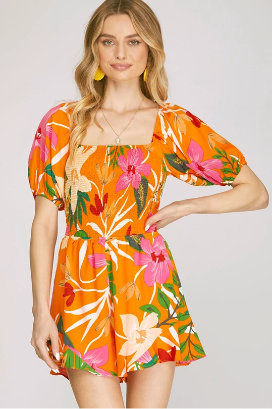 Althea Tropical Print Romper