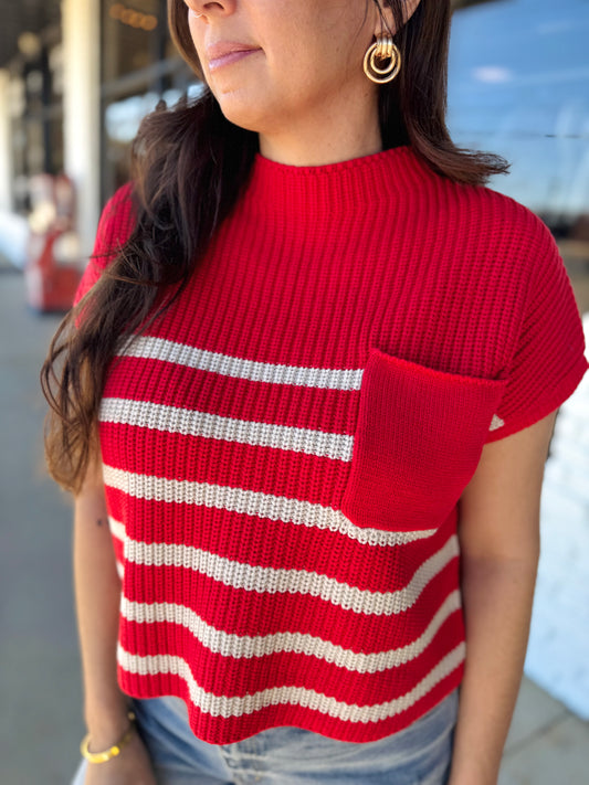 Coronado Striped Short Sleeve Sweater Top