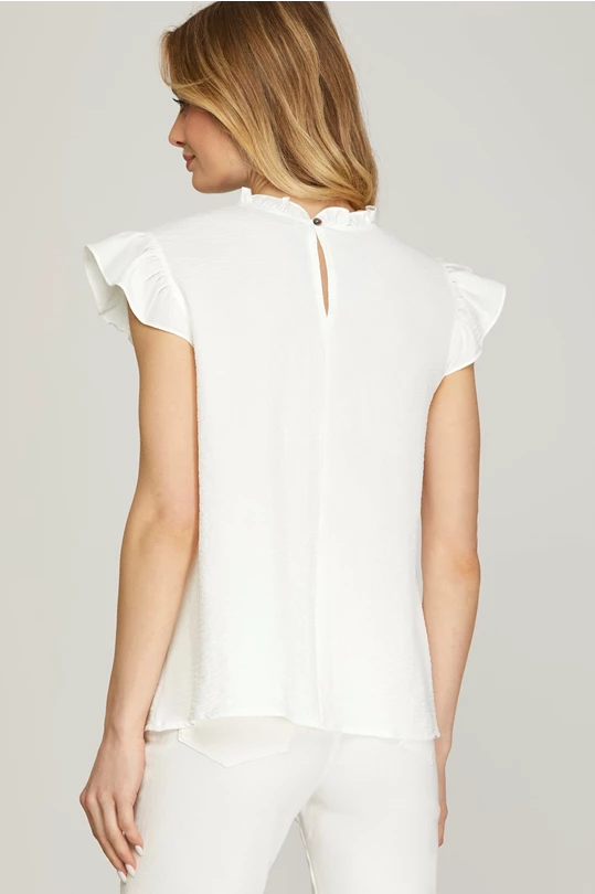Cady Pintuck Flutter Blouse