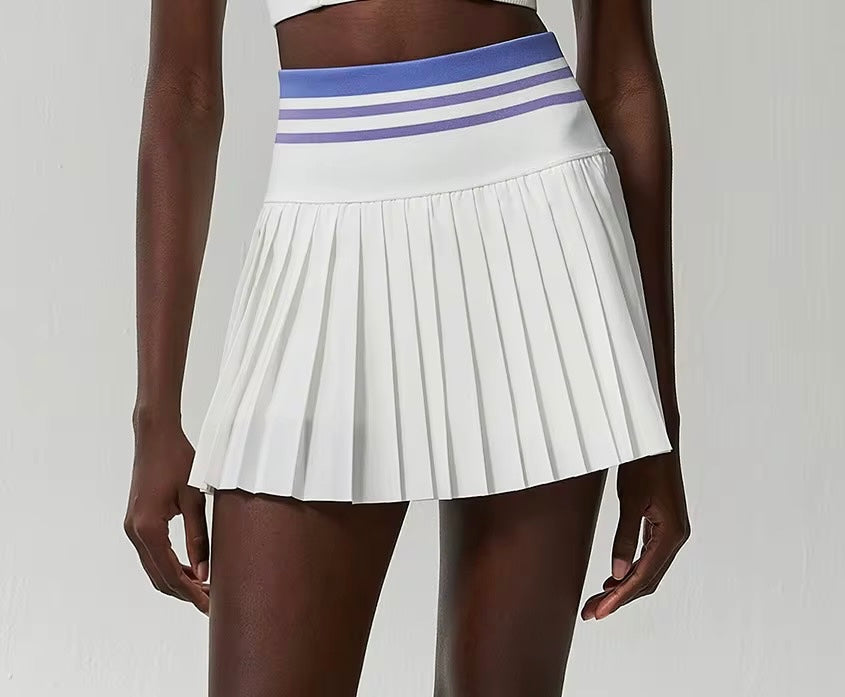 Striped Pleated Athletic Skirt